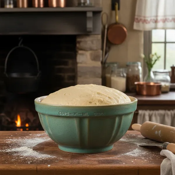 Elegant ceramic mixing bowl with subtle internal measurements, suitable for baking and serving